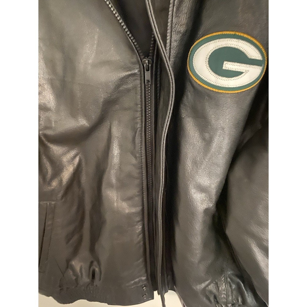 Green Bay Packers XL Miller Lite Leather Jacket Men's Large Vintage - Picture 8 of 14